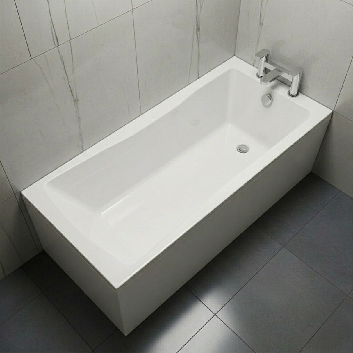 [BBSE414] Contemporary Square Single Ended Bath Tub & Leg Set - Multiple Sizes - Silo
