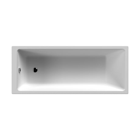 [BBSE814] Balterley Modern Square Thin Edge Single Ended Straight Shower Bath with Leg Set, White, Choice of Size - Cutout