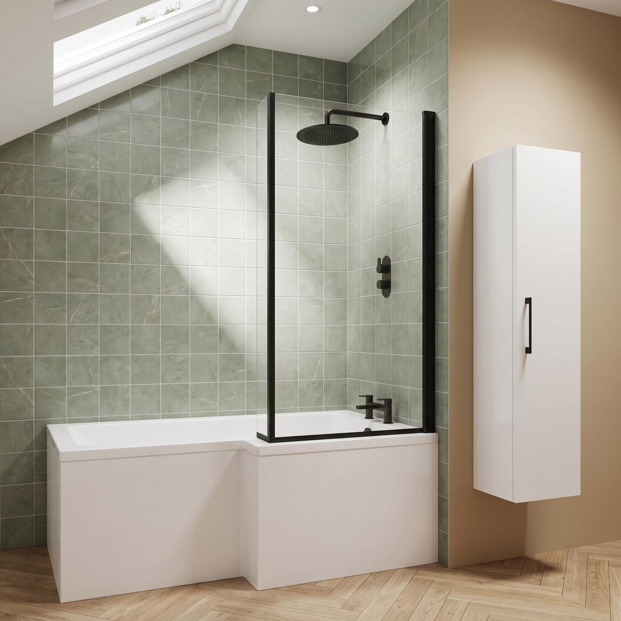 [BBSS1785L] Contemporary Square Shower Bath - Choose Size and Orientation - Lifestyle 1