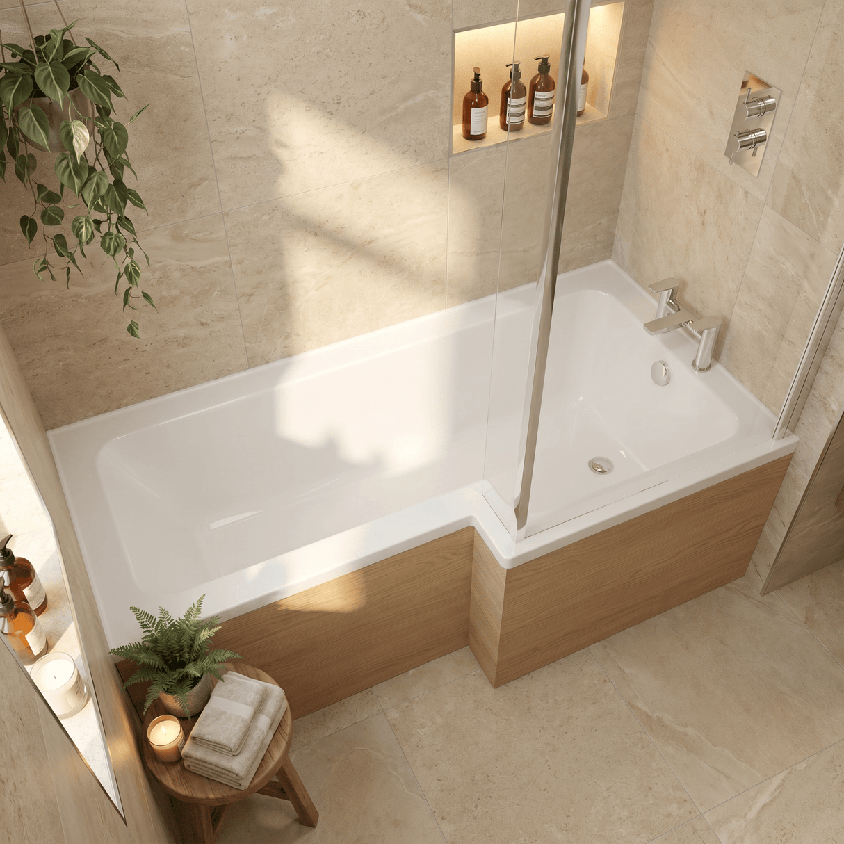 [BBSS1785R] Contemporary Square Shower Bath - Choose Size and Orientation - Lifestyle 1