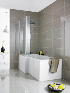 [BBSS300] 1700mm Square L Shape Acrylic Shower Bath Front Panel - Lifestyle 1