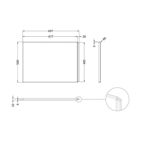 [BBSS301A] 700 End Panel (2 Piece) - Technical Drawing