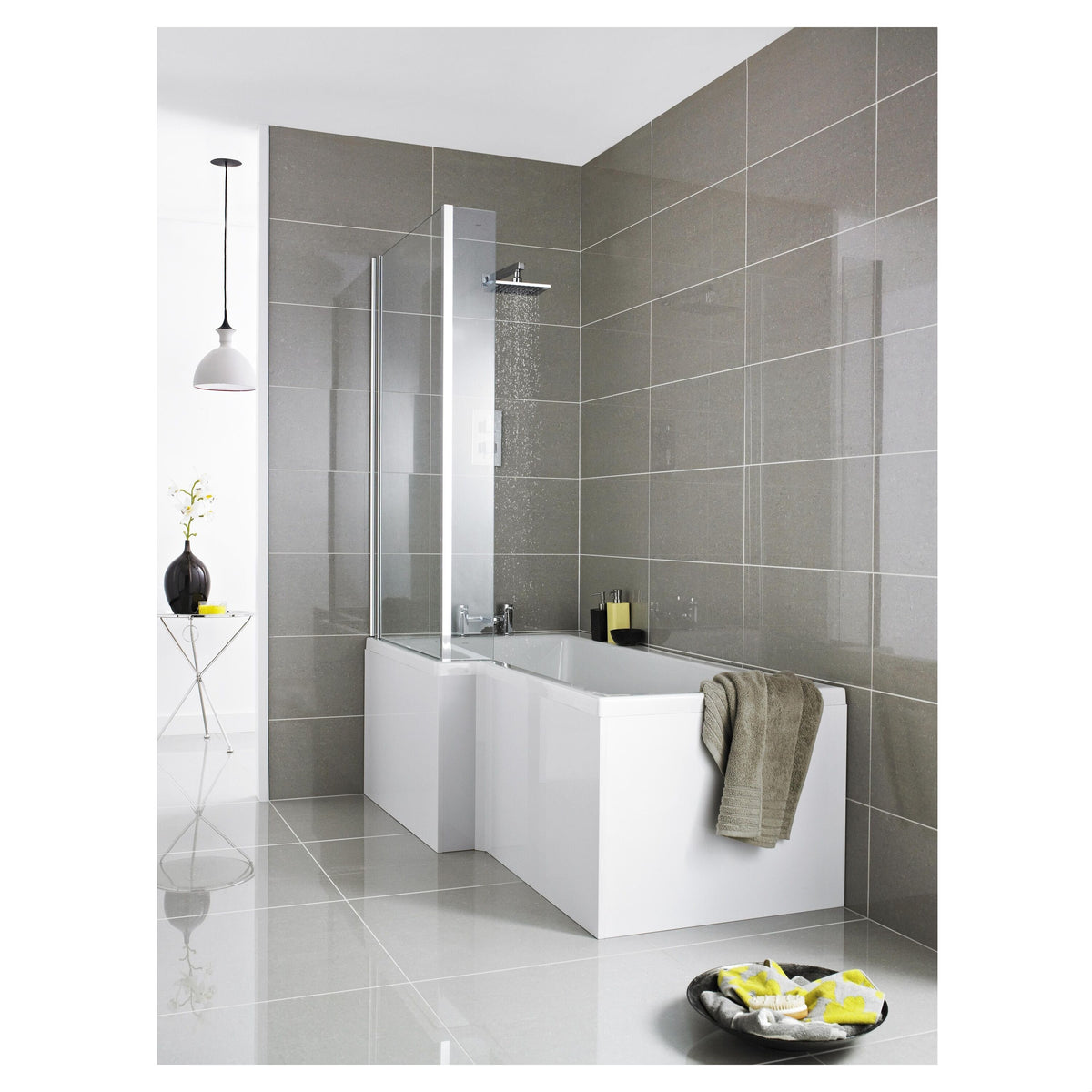 [BBSS303] Square L Shape Acrylic Shower Bath Front Panel, Choice of Size - Cutout