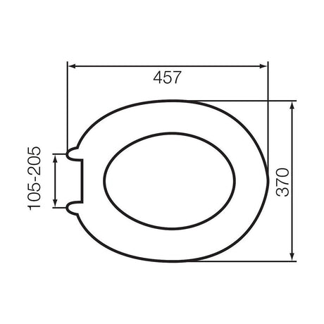 [BBT206SLV] Modern Standard Toilet Seat - Silver Wood Effect, 457 x 370mm - Technical Drawing