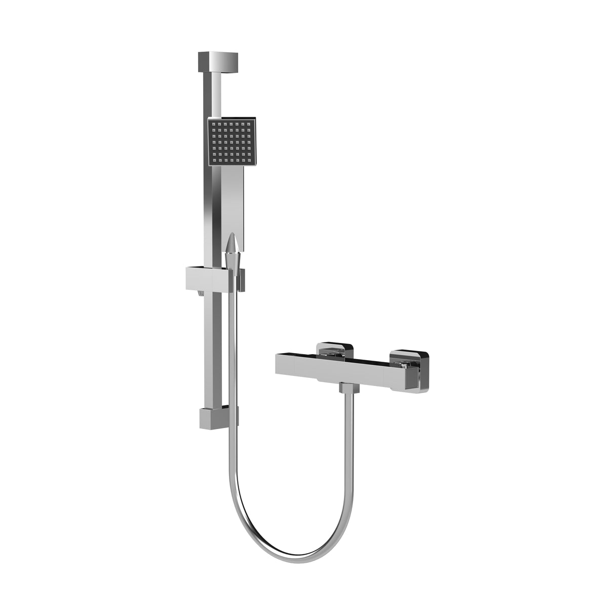 [BBV027K] Square Bar Valve and Slide Rail Shower Kit - Chrome - Balterley - Cutout