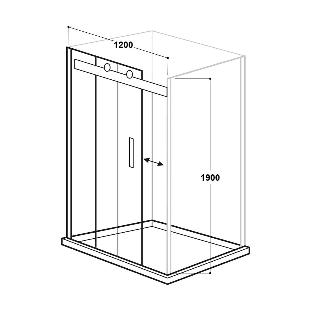 [BBVOD73] Vodas 8 Frameless 1200 Sliding Door - Technical Drawing