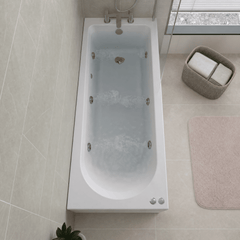 [BBWA609-J6] Round Single Ended Straight Whirlpool Bath with 6 Chrome Jets and Leg Set, 1700 x 700mm - Lifestyle 1