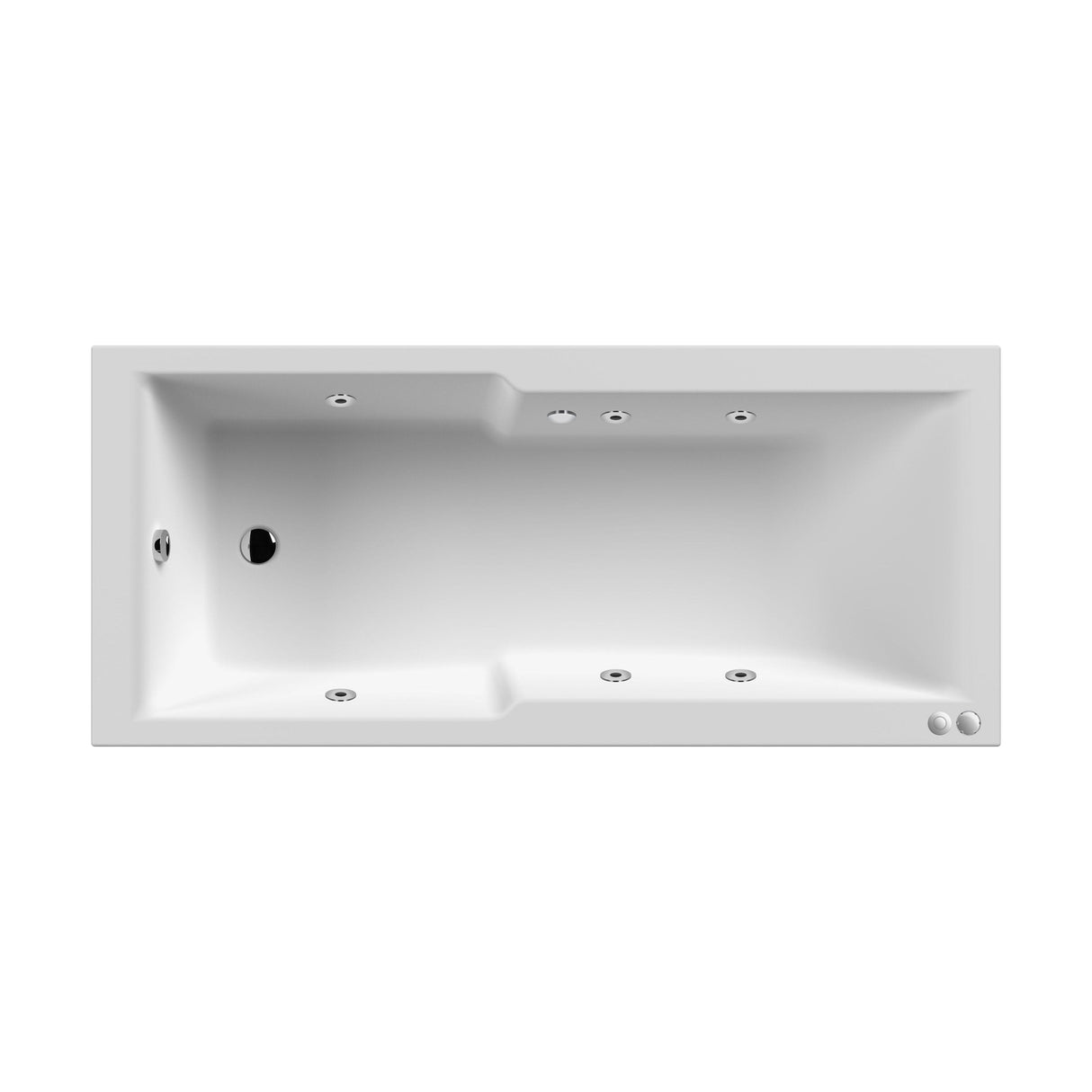 [BBWA710-J6] Square Straight Shower Bath Whirlpool Bath with 6 Chrome Jets and Leg Set, 1700 x 750mm - Cutout
