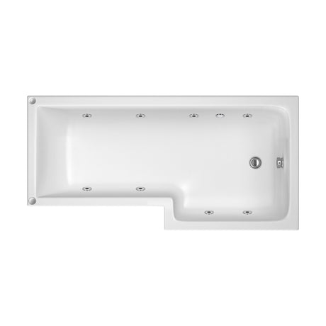 [BBWS102-J8] L-Shape Whirlpool Shower Bath with 8 Chrome Jets and Leg Set, 1700mm - Choice of Orientation - Cutout