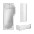 [BBZPB006] P Shape 1700x850 Right Hand Shower Bath Set - Screen with Knob - Chrome, P Bath Front Panel - Cutout