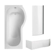 [BBZPB008] P Shape 1700x850 Right Hand Shower Bath Set - P Shape Front Panel, Black Bath Screen & Leg Set - Cutout