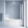 [BBZSE004] Round Single Ended Shower Bath Set - Front Panel, Chrome Screen with Fixed Panel, Towel Rail & Leg Set, Choice of Size - Studio Shot
