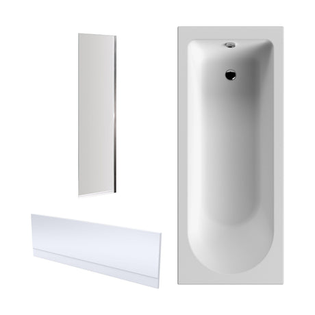 [BBZSE005] Round Single Ended 1700x700 Shower Bath Set - Front Panel, Chrome Fixed Bath Screen & Leg Set - Cutout
