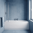 [BBZSE009] Round Single Ended Shower Bath Set - Front Panel, Chrome Round Bath Screen with Fixed Panel & Leg Set, Choice of Size - Studio Shot