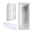 [BBZSE010] Round Single Ended 1700x700 Shower Bath Set - Front Panel, Screen with Fixed Panel and Rail - Chrome - Cutout
