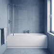 [BBZSE010] Round Single Ended Shower Bath Set - Front Panel, Chrome Round Screen with Fixed Panel, Towel Rail & Leg Set, Choice of Size - Studio Shot