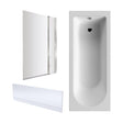 [BBZSE013] Round Single Ended 1700x750 Shower Bath Set - Front Panel, Chrome Square Bath Screen with Fixed Panel & Leg Set - Cutout