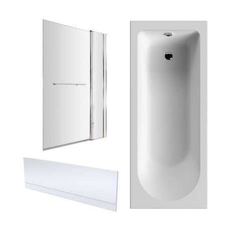 [BBZSE014] Round Single Ended 1700x750 Shower Bath Set - Front Panel, Chrome Fixed Bath Screen & Leg Set - Cutout