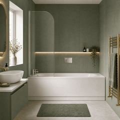 [BBZSE017] Round Single Ended Shower Bath Set - Front Panel, Chrome Round Bath Screen & Leg Set, Choice of Size - Lifestyle 1