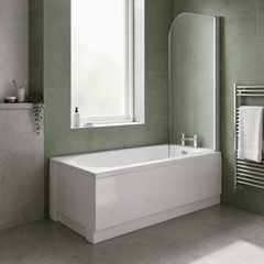 [BBZSE017] Round Single Ended Shower Bath Set - Front Panel, Chrome Round Bath Screen & Leg Set, Choice of Size - Lifestyle 3