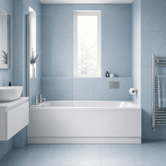 [BBZSE017] Round Single Ended Shower Bath Set - Front Panel, Chrome Round Bath Screen & Leg Set, Choice of Size - Studio Shot