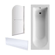 [BBZSE018] Round Single Ended 1700x750 Shower Bath Set - Front Panel, Chrome Straight Bath Screen with Towel Rail & Leg Set - Cutout