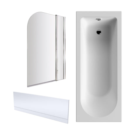 [BBZSE019] Round Single Ended 1700x750 Shower Bath Set - Front Panel, Round Bath Screen, Fixed Panel & Leg Set - Cutout