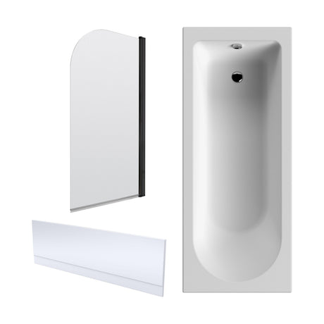 [BBZSE042] Round Single Ended 1700x700 Shower Bath Set - Front Panel, Round Bath Screen - Cutout