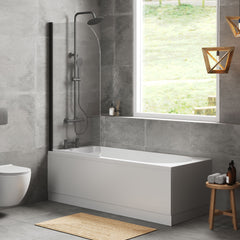 [BBZSE044] Round Single Ended Shower Bath Set - Front Panel, Black Round Bath Screen, Choice of Size - Lifestyle 3
