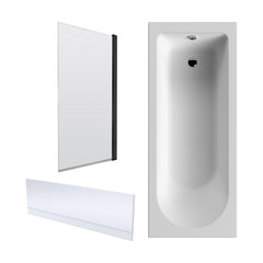 [BBZSE045] Round Single Ended 1700x700 Shower Bath Set - Front Panel, Screen, Fixings & Leg Set - Cutout