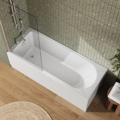 [BBZSE045] Round Single Ended 1700x700 Shower Bath Set - Front Panel, Screen, Fixings & Leg Set - Lifestyle 2