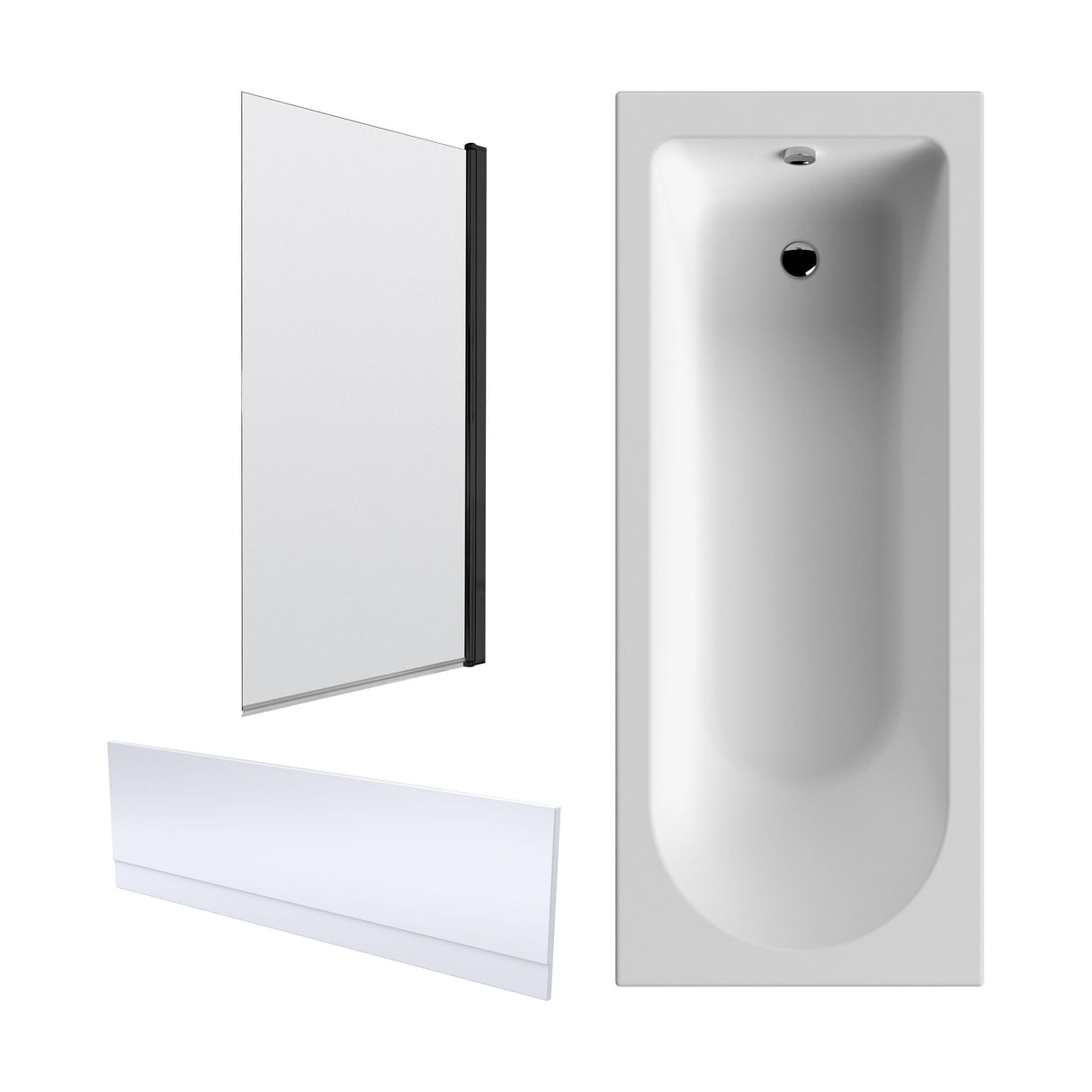 [BBZSE047] Round Single Ended 1700x750 Shower Bath Set -Front Panel, Screen, Fixings & Leg Set - Cutout