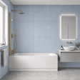 [BBZSE049] Round Single Ended Shower Bath Set - Front Panel, Brushed Brass Square Hinged Bath Screen & Leg Set, Choice of Size - Studio Shot