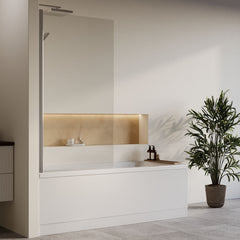 [BBZSE059] Square Single Ended 1700x700 Shower Bath Set - Front Panel, Chrome Square Bath Screen & Leg Set - Lifestyle 3