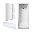[BBZSE061] Square Single Ended 1700x700 Shower Bath Set - Front Panel, Chrome Square Bath Screen with Fixed Panel & Leg Set - Cutout