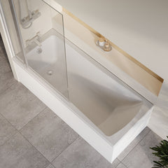 [BBZSE061] Square Single Ended 1700x700 Shower Bath Set - Front Panel, Chrome Square Bath Screen with Fixed Panel & Leg Set - Lifestyle 2