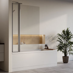 [BBZSE061] Square Single Ended 1700x700 Shower Bath Set - Front Panel, Chrome Square Bath Screen with Fixed Panel & Leg Set - Lifestyle 3