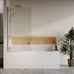 [BBZSE069] Square Single Ended 1700x750 Bath with Front Panel, Chrome Square Bath Screen & Leg Set - Lifestyle 1