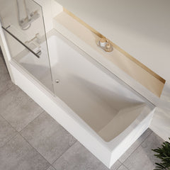 [BBZSE070] Square Single Ended Shower Bath Set - Front Panel, Chrome Square Bath Screen with Towel Rail & Leg Set, Choice of Size - Lifestyle 2