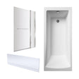 [BBZSE072] Square Single Ended 1700x750 Bath with Front Panel, Chrome Square Bath Screen with Fixed Panel and Towel Rail & Leg Set - Cutout