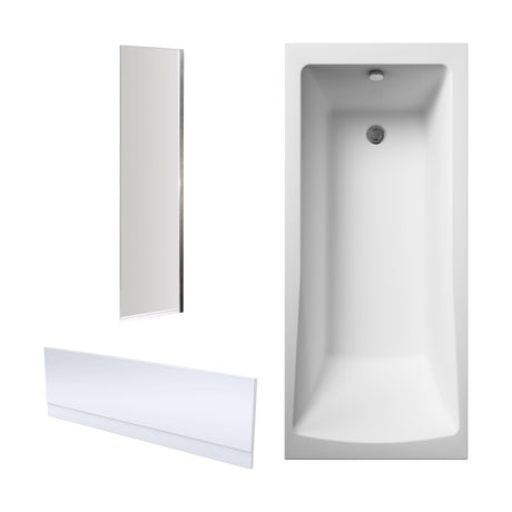 [BBZSE073] Square Single Ended 1700x750 Bath with Front Panel, Fixed Screen & Leg Set - Cutout