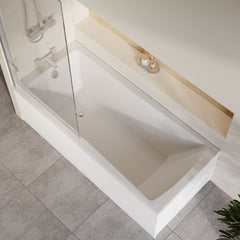 [BBZSE074] Square Single Ended Shower Bath Set - Front Panel, Chrome Square Hinged Bath Screen & Leg Set, Choice of Size - Lifestyle 2
