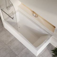 [BBZSE076] Square Single Ended Shower Bath Set - Front Panel, Chrome Round Bath Screen with Towel Rail & Leg Set, Choice of Size - Lifestyle 2