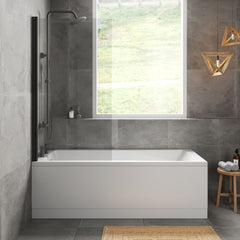 [BBZSE099] Square Single Ended 1700x700 Bath with Front Panel & Black Screen - Lifestyle 1
