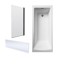 [BBZSE101] Square Single Ended 1700x750 Bath with Front Panel & Black Screen - Cutout