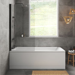 [BBZSE101] Square Single Ended 1700x750 Bath with Front Panel & Black Screen - Lifestyle 1