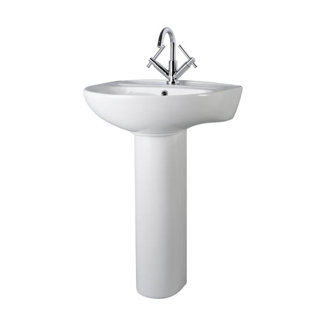 [BCAD002] Anslow Round Ceramic Bathroom Basin and Full Pedestal - 550mm - Cutout