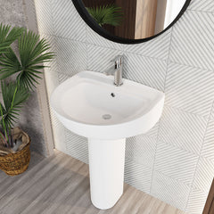 [BCAD002] Anslow Round Ceramic Bathroom Basin and Full Pedestal - 550mm - Lifestyle 2