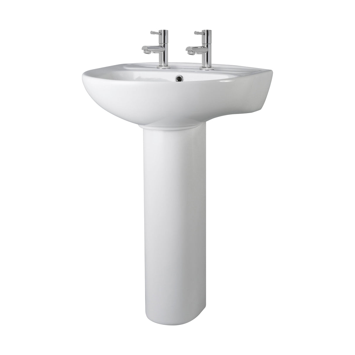 [BCAD003] Anslow Round Ceramic Bathroom Basin and Full Pedestal - 550mm - Cutout