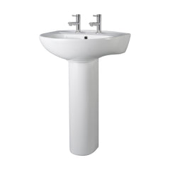 [BCAD003] Anslow Round Ceramic Bathroom Basin and Full Pedestal - 550mm - Cutout
